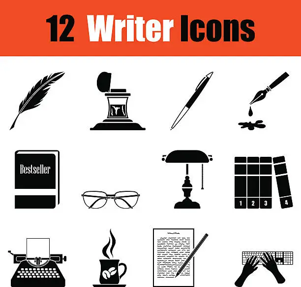 Vector illustration of Set of writer icons