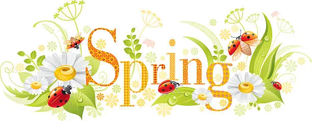 Vector illustration of Four seasons: Spring banner