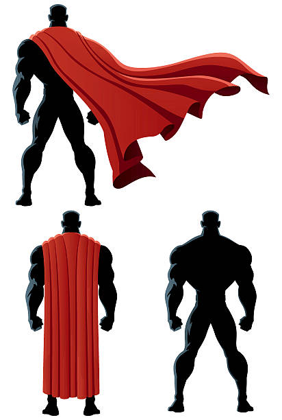 Superhero Back Isolated Back of superhero over white background and in 3 versions. No transparency used. Basic (linear) gradients. superhero clip art stock illustrations