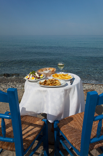 greek food outdoors and the sea