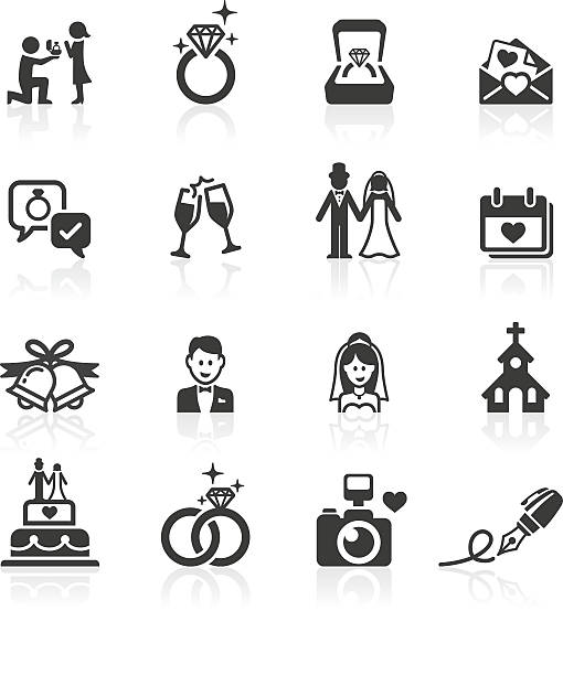 ilustrações de stock, clip art, desenhos animados e ícones de noivado &  casamento ícones. - wedding dress