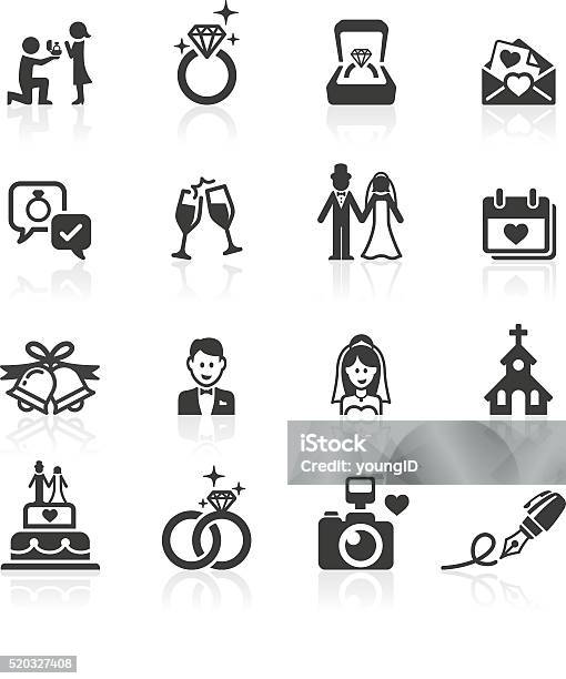 Вовлеченность Свадебные Значки — стоковая векторная графика и другие изображения на тему Иконка - Иконка, Свадьба, Женатые