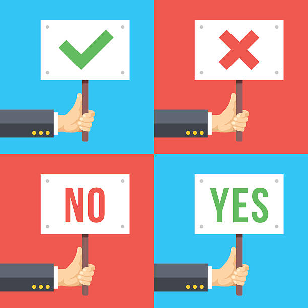 Hands holding different signs set. Success, satisfaction, protest, elections concepts Set of hands holding different signs. Success, satisfaction, disagreement, protest, elections concepts. Flat graphic elements for web banners, web design, web sites, infographics. Vector illustration yes no icon stock illustrations