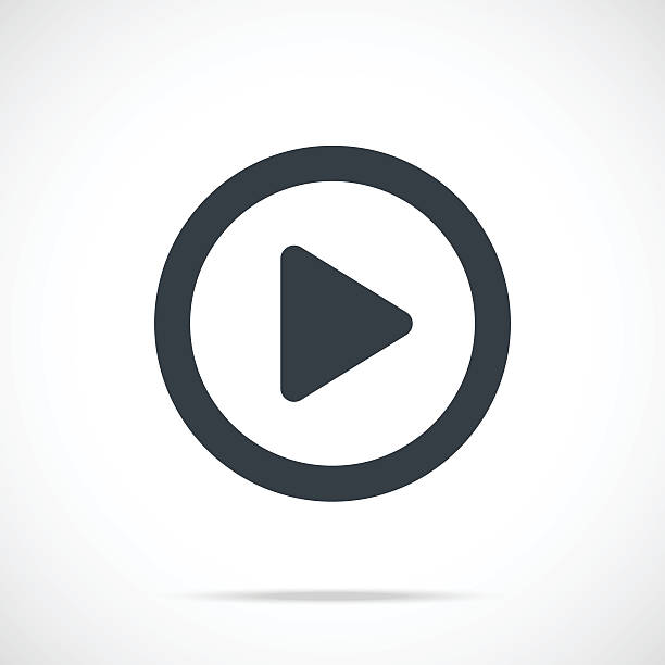 Vector play icon. Black play button, round flat icon Vector play icon. Black play button, round flat icon. Flat design vector illustration concept for web banners, web sites, web and mobile apps, infographics. Vector icon isolated on gradient background recording studio videos stock illustrations