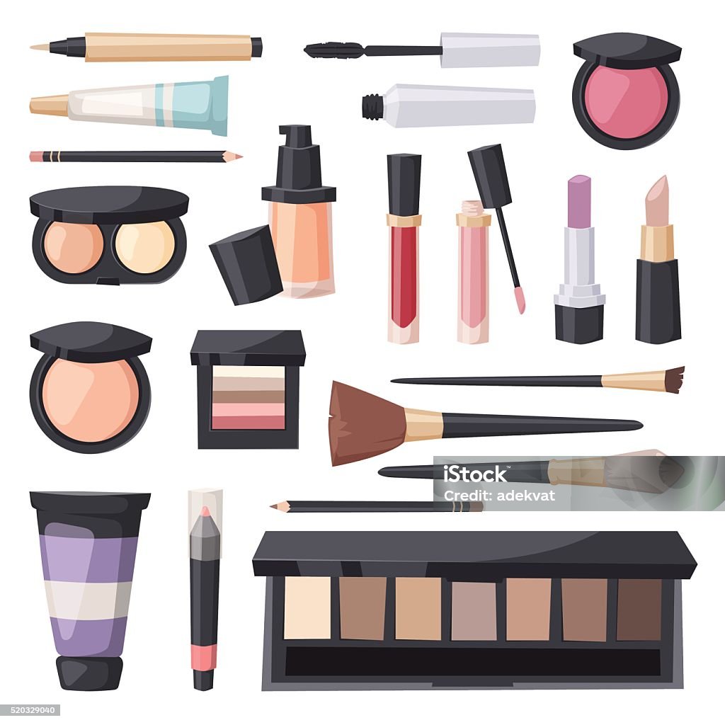 Vector Thiết Lập Cọ Trang Điểm Và Biểu Tượng Mỹ Phẩm Thời Trang ...