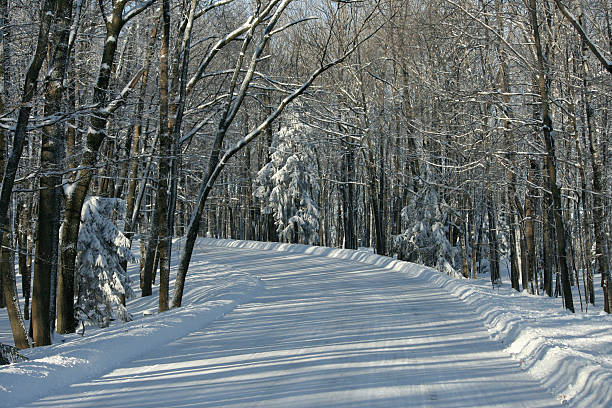 istock Snowy Road going up to Rib Mountain State Park 520333294
