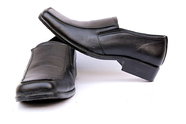 istock Modern black leather shoes for male or men 520358325