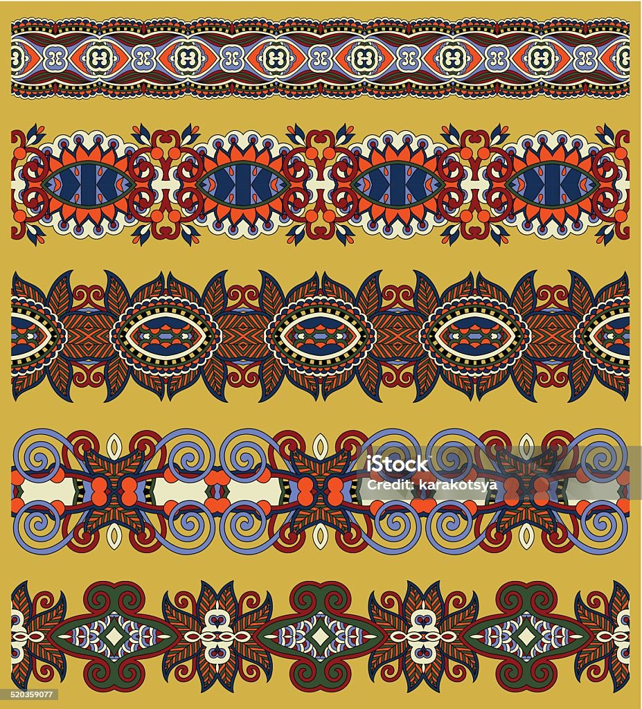 Pasifica Border Patterns Seamless Ethnic Floral Paisley Stripe Pattern Border Set Stock ...