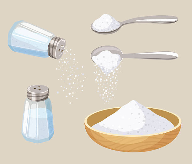 ilustraciones, imágenes clip art, dibujos animados e iconos de stock de conjunto de sal - azúcar