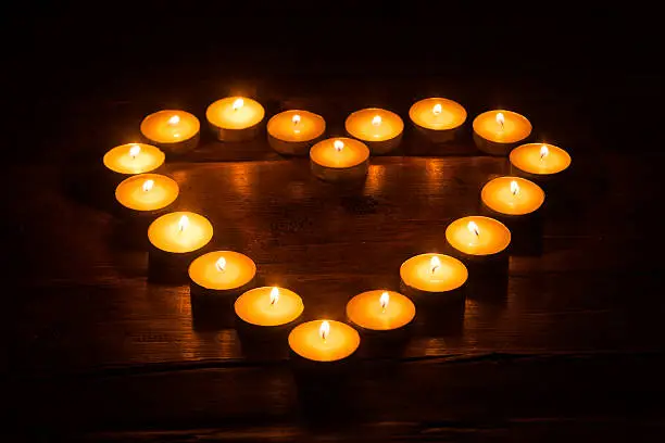 Photo of tealights in a heart shape