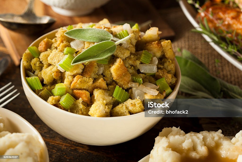 Homemade Stuffing for Thanksgiving Homemade Stuffing for Thanksgiving with Celery and Sage Celery Stock Photo