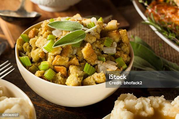 Homemade Stuffing For Thanksgiving Stock Photo - Download Image Now - Celery, Thanksgiving - Holiday, Stuffing - Food