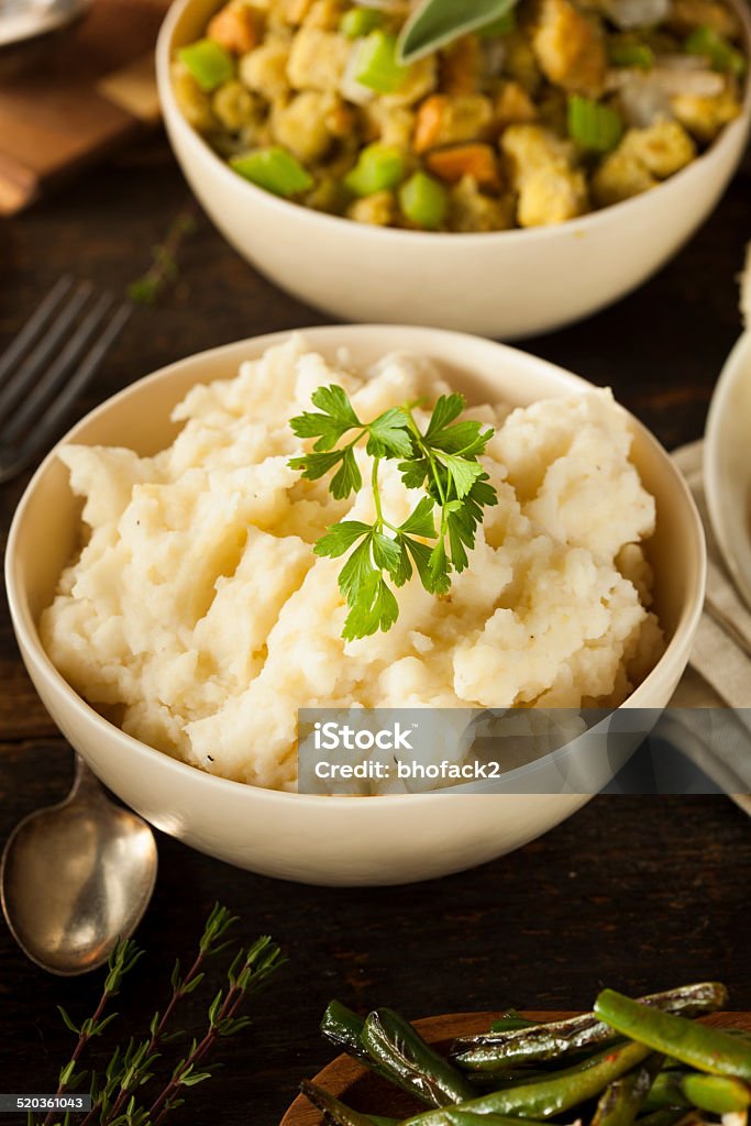 Homemade Creamy Mashed Potatoes Homemade Creamy Mashed Potatoes in a Bowl Boiled Stock Photo