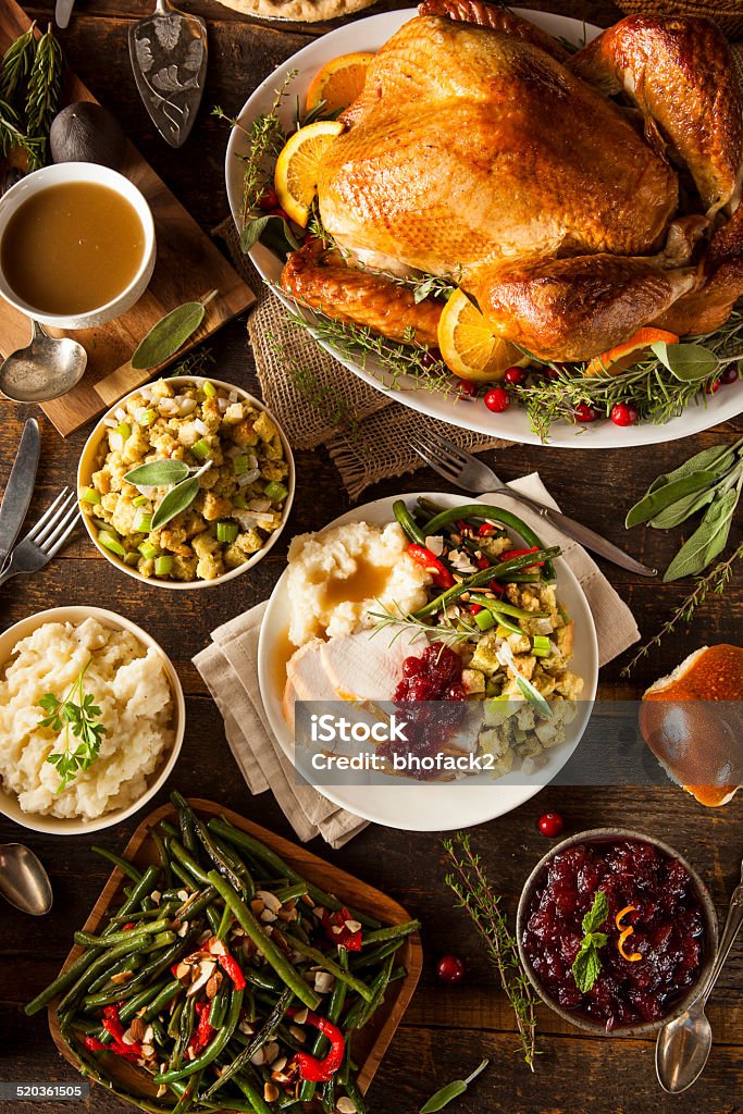 Homemade Thanksgiving Turkey on a Plate Homemade Thanksgiving Turkey on a Plate with Stuffing and Potatoes Autumn Stock Photo