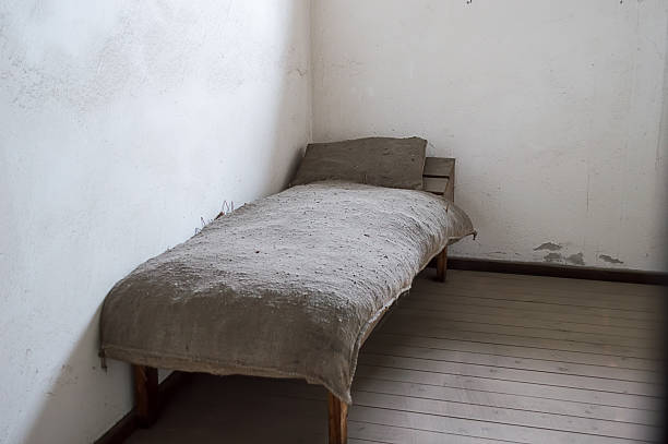 이전 프리즌 - bed table prison prison cell 뉴스 사진 이미지