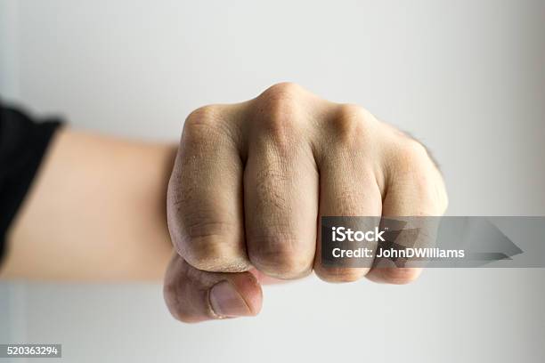 Clenched White Male Fist Boxing Stock Photo - Download Image Now - Fist, Adult, Adults Only