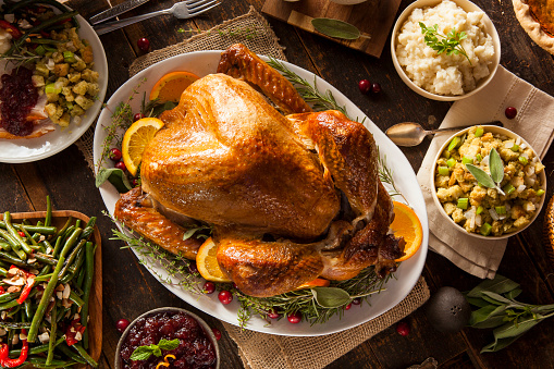 Whole Homemade Thanksgiving Turkey with All the Sides