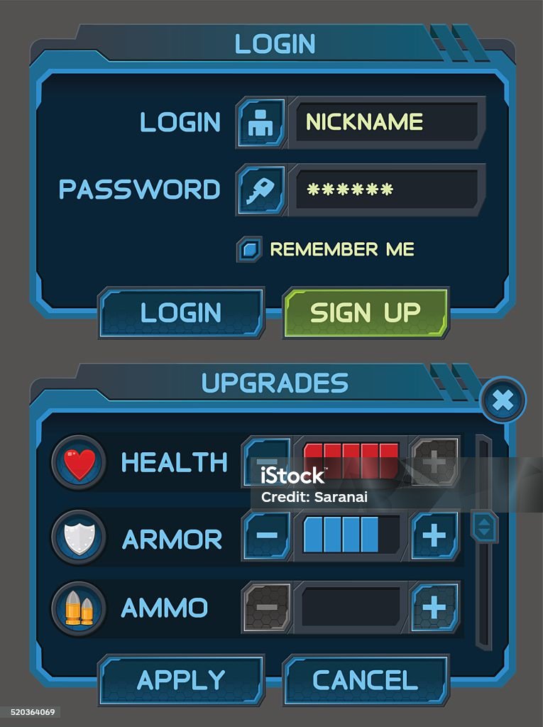 Interface Buttons Set For Space Games Or Apps Stock Illustration ...
