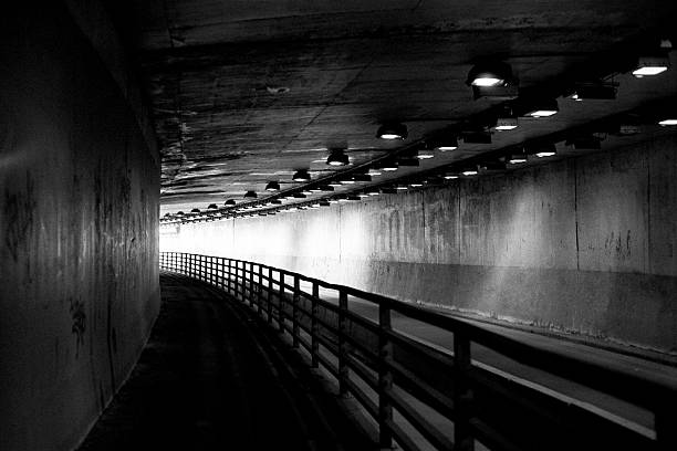 Dark Tunnel Analog photograph. montreal underground city stock pictures, royalty-free photos & images