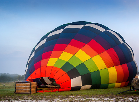 A hot air balloon being inflated.