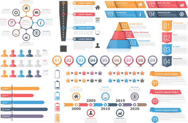 ilustraciones, imágenes clip art, dibujos animados e iconos de stock de infografía elementos - map number 1 single object vector