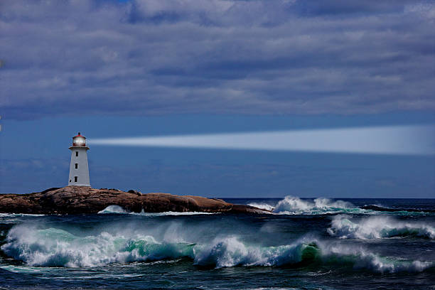 nova scotia lighthouse - pier sea storm nature stock-fotos und bilder