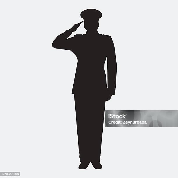 Officer Stock Illustration - Download Image Now - Saluting, Armed Forces, In Silhouette