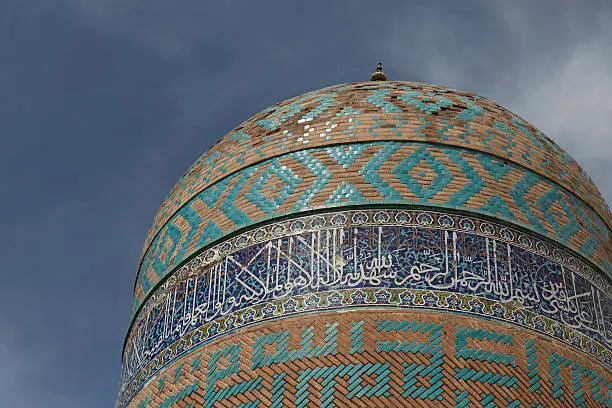 top of the mausoleum tower of the 14th century Sheikh Safi tomb and mosque complex in Ardabil, Iran