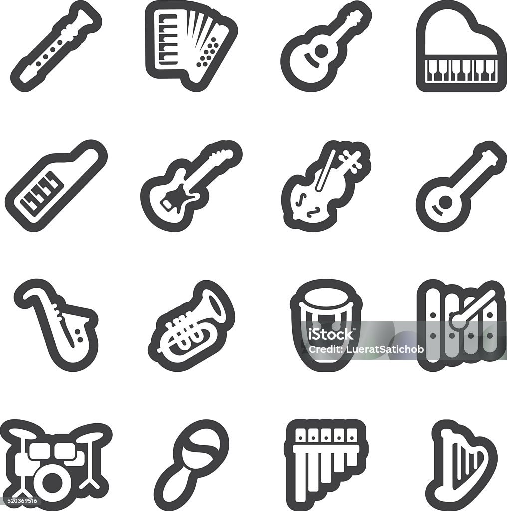 Musical Instruments line icons | EPS10 Musical Instruments line icons  Trumpet stock vector