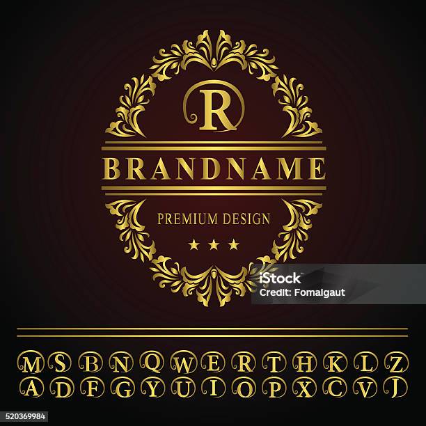 Monogram R Gold Design Element Monogram Design Elements Graceful Template Business Gold Emblem Letter ...