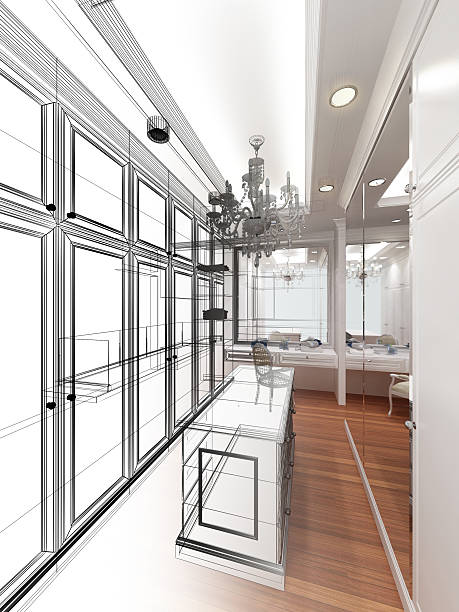 istock abstract sketch design of interior walk-in closet 520370810