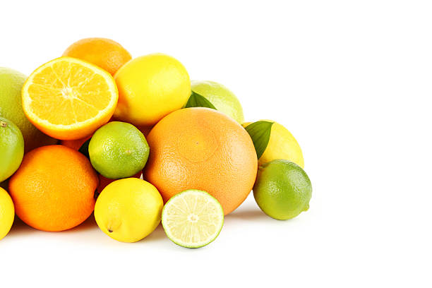 istock Citrus fruits on a white background 520372424