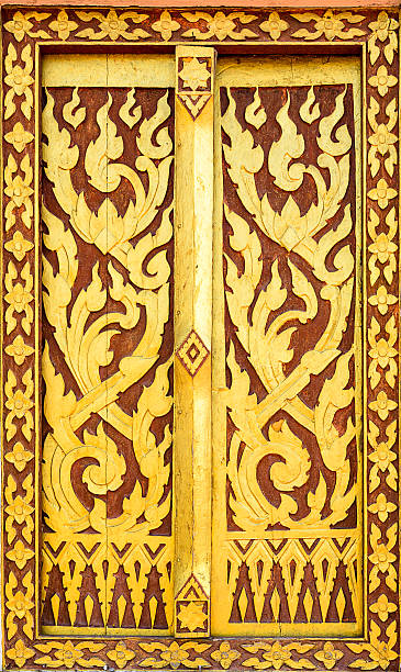 Thai style door in Thai temple.