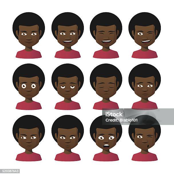 Male Avatar Expression Set Stock Illustration - Download Image Now - Adult, Adults Only, African Culture