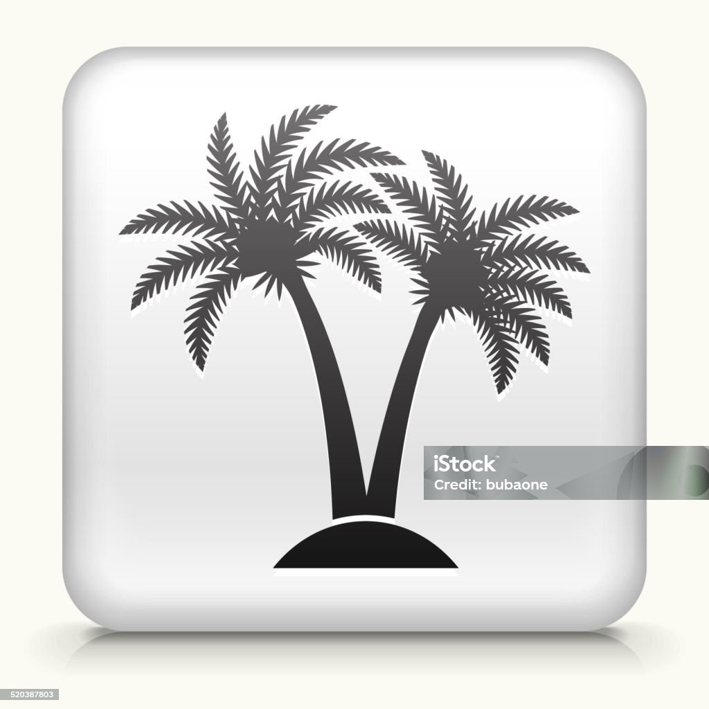 Square Button with Palm Tree royalty free vector art White Square Button with Palm Tree Icon Icon Symbol stock vector