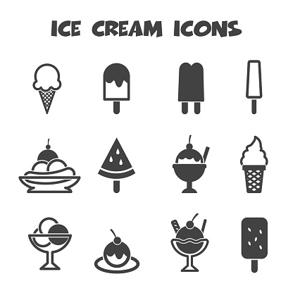 ice cream icons, mono vector symbols