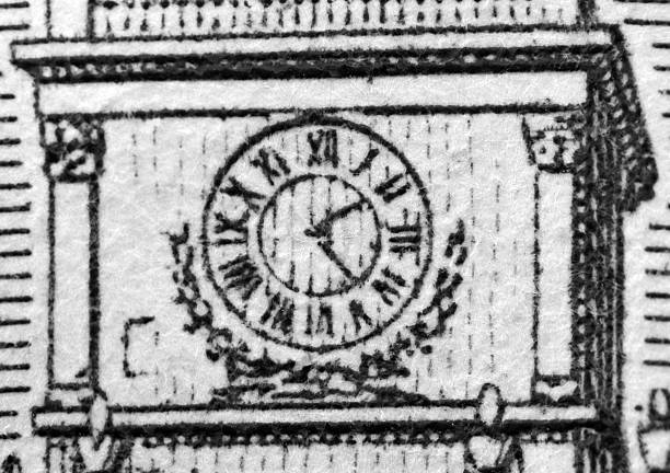 Black and white ,Dollar USA, clock. Extreme closeup.Macro
