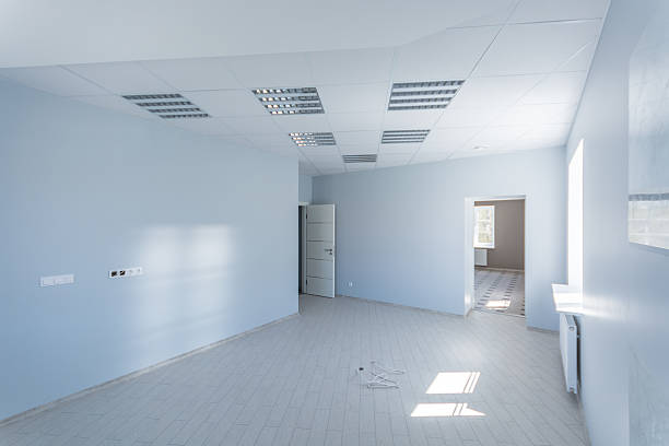 Office interior, modern constructions stock photo