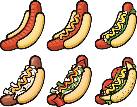 various hot dogs
