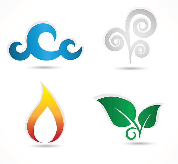 Four elements symbols. Vector icons isolated on white background. the four elements stock illustrations