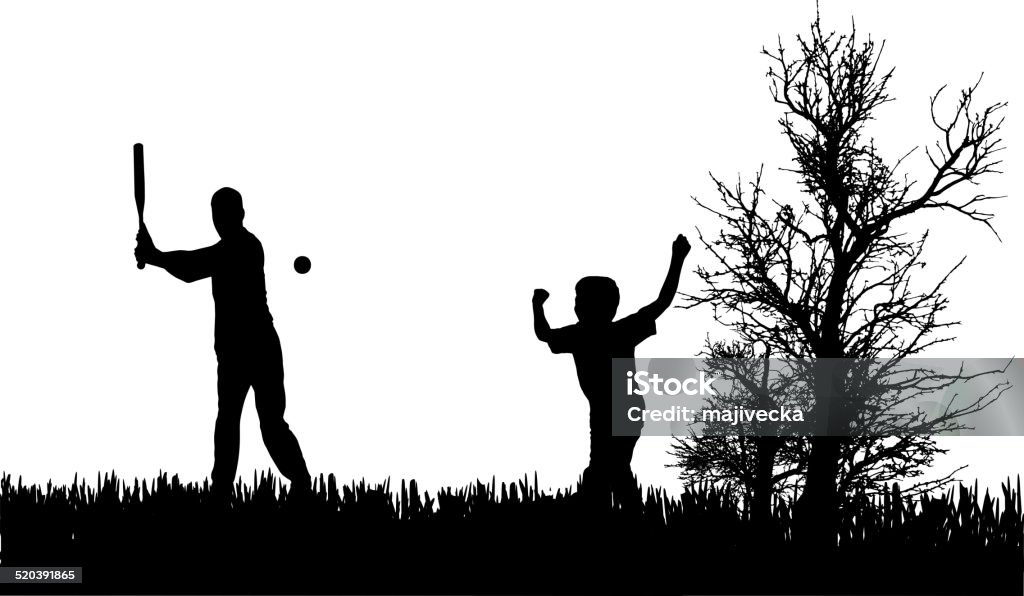 Vector silhouette of a family. Vector silhouette of a family who plays baseball. Adult stock vector