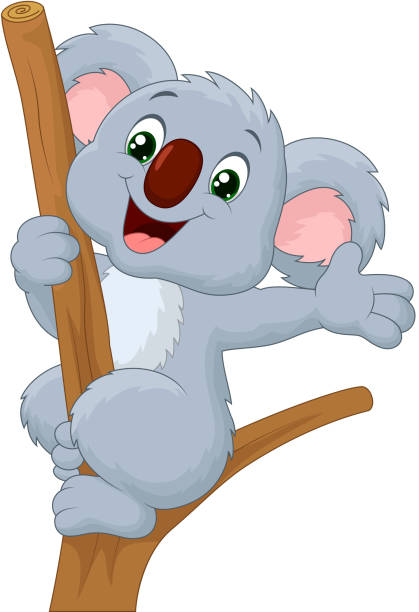 милый коала мультяшный размахивающий лапами исполнение - koala stock illustrations