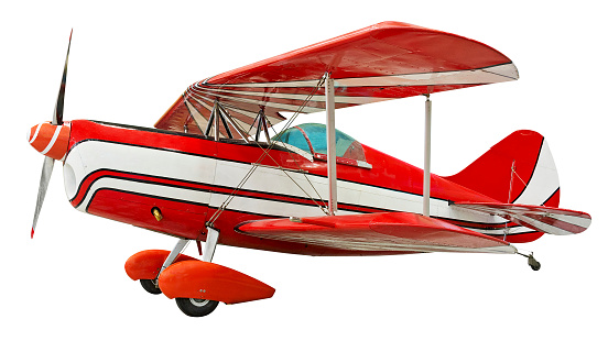 Biplane isolated on white. Clipping path included.