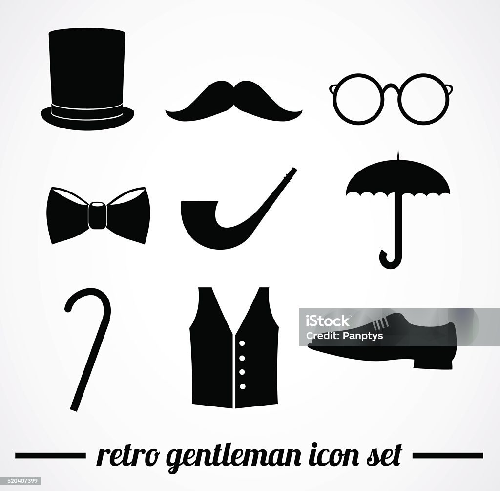 Retro gentleman accessories. Vintage vector icons isolated on white background. Adult stock vector