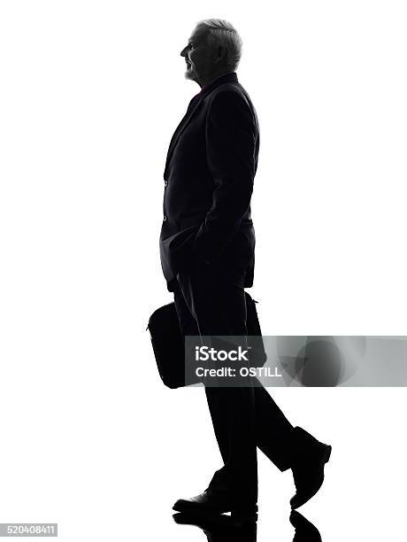 Senior Business Man Walking Silhouette Stock Photo - Download Image Now - In Silhouette, Business, Businessman