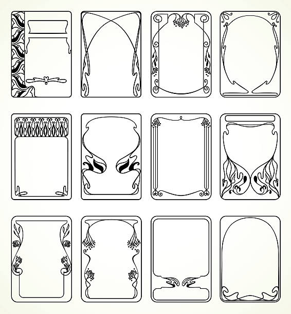 Labels in art nouveau Labels in art nouveau style for decoration and design art nouveau stock illustrations