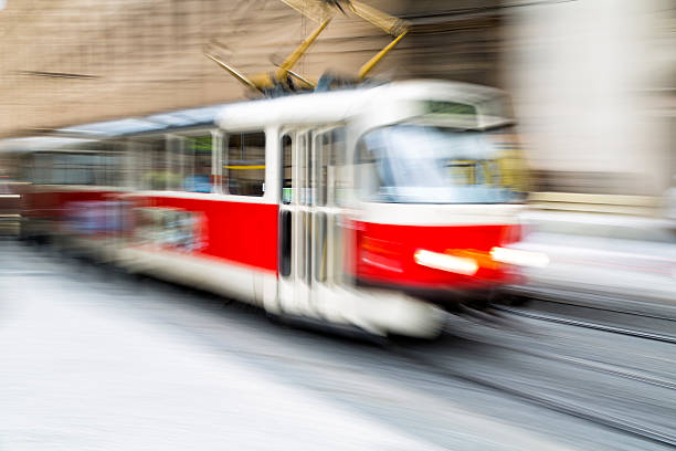 istock Prague Old Tram in Motion Blur, Czech Republic 520409351