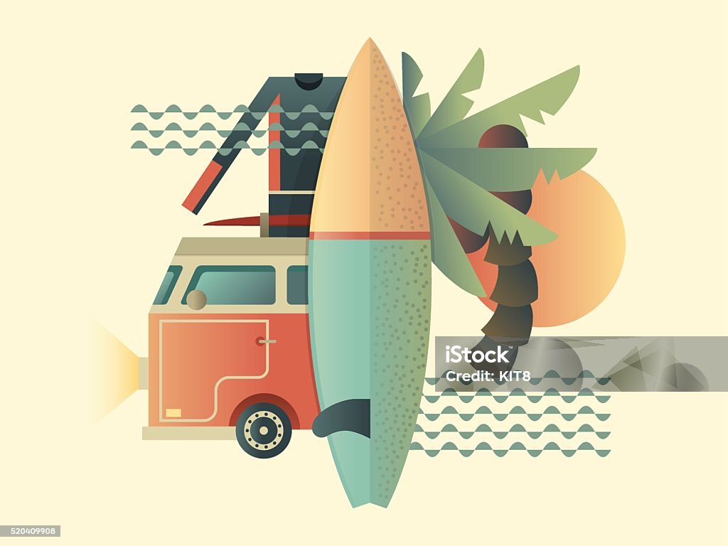 Surfing design concept Surfing design concept. Summer travel sea, vacation tropical, holiday outdoor, vector illustration Surfing stock vector