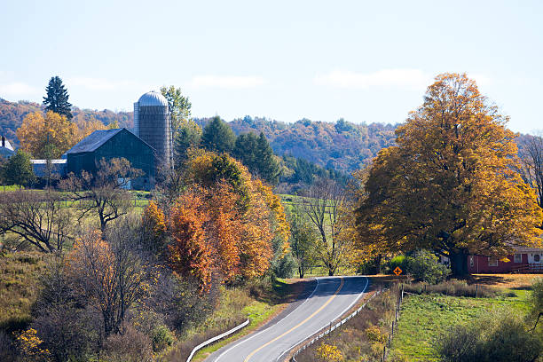 istock Country Road and Barn with Silo 520410233