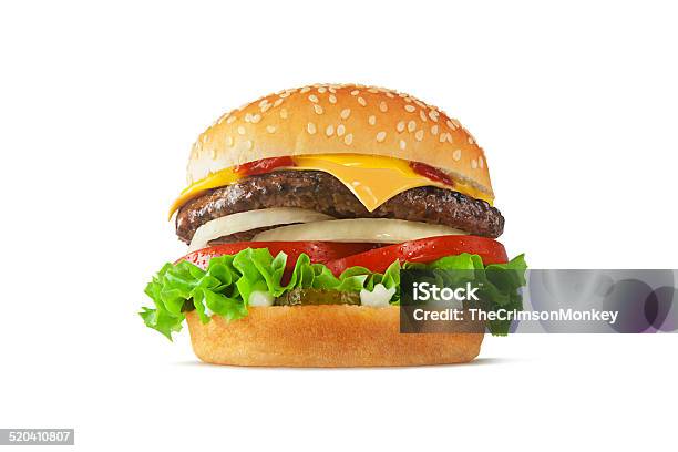Cheeseburger Stock Photo - Download Image Now - Burger, Hamburger, White Background